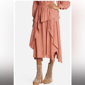 Ulla Johnson Keaton Tiered Skirt Tiered Hankerchief Hem Midi Skirt 00